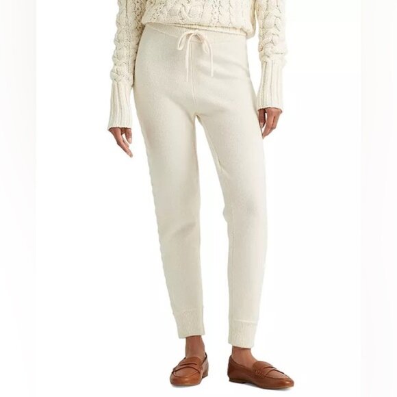 NWT LAUREN RALPH LAUREN WOOL CASHMERE Blend Jogger Pants Cable Knit‎ Side 1X TG - Picture 1 of 12